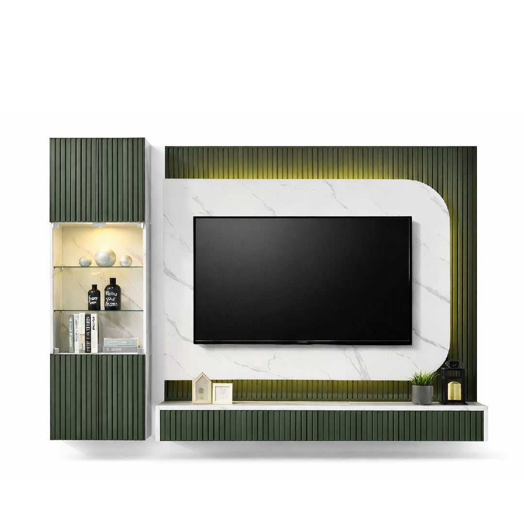RUSHI Wall Mounted TV & Display Cabinet Set