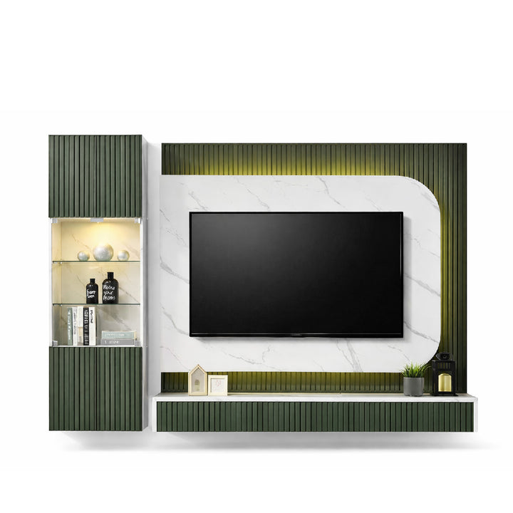 RUSHI Wall Mounted TV & Display Cabinet Set