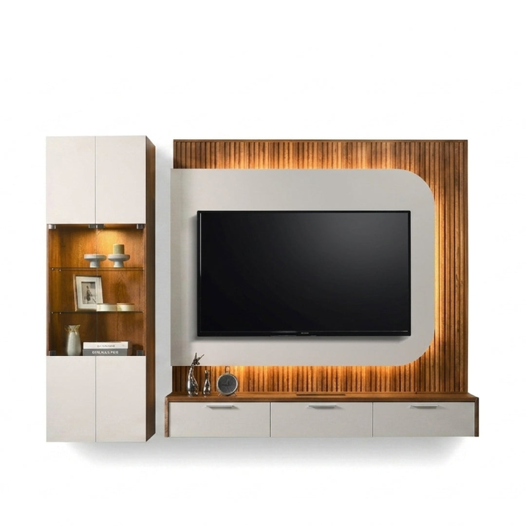 RUSHI Wall Mounted TV & Display Cabinet Set