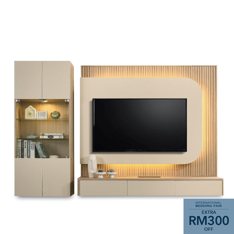 RUSHI Wall Mounted TV & Display Cabinet Set