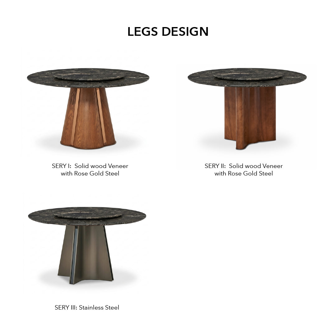 SERY Round Natural Marble Stone Dining Table