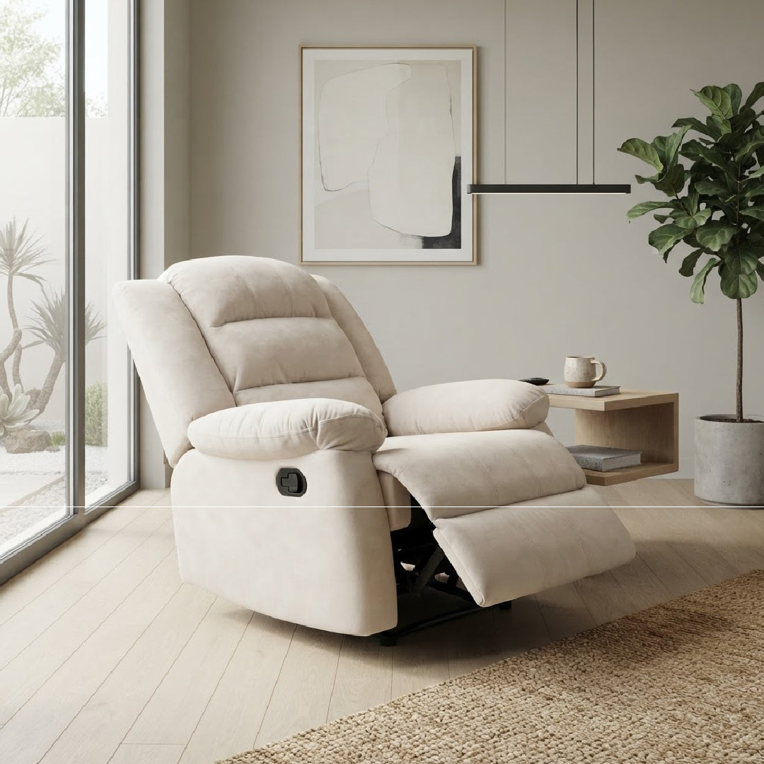 SANDY Manual Recliner 1 Seater Sofa Light Beige