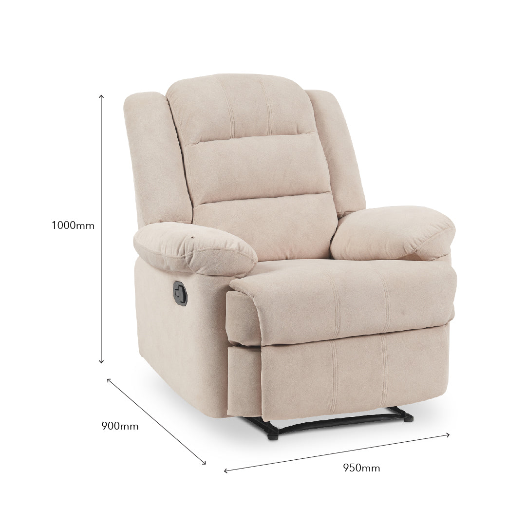 SANDY Manual Recliner 1 Seater Sofa Light Brown