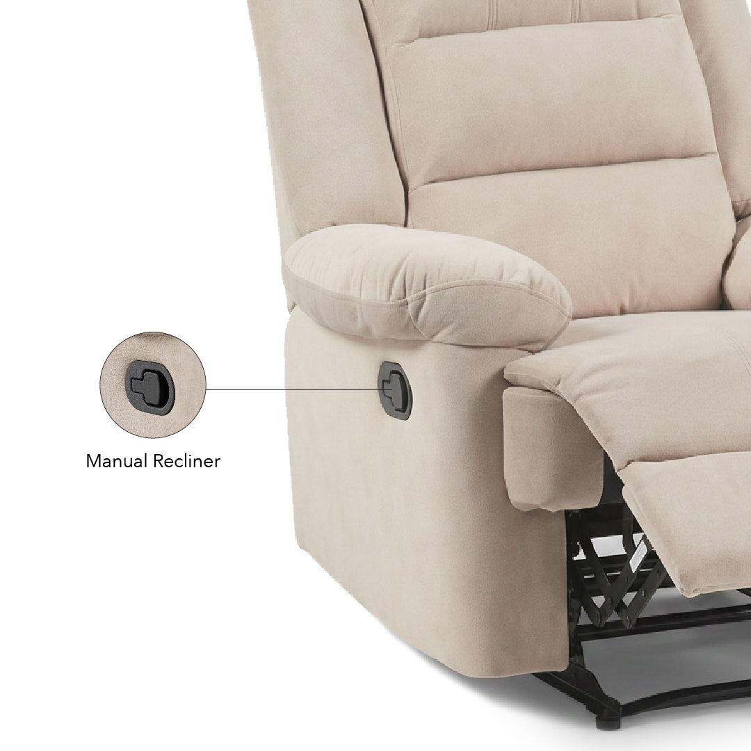 SANDY Manual Recliner 1 Seater Sofa Light Brown