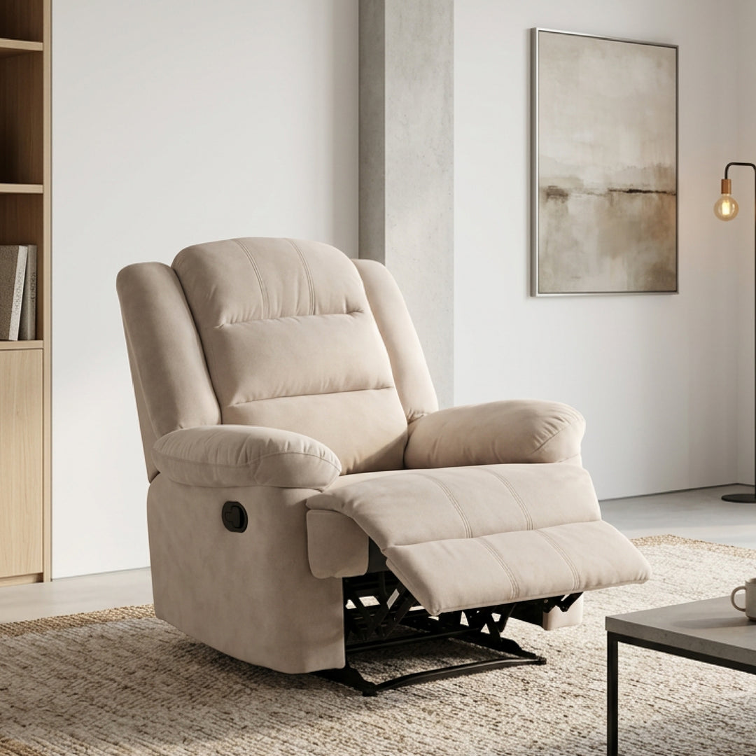 SANDY Manual Recliner 1 Seater Sofa Light Brown