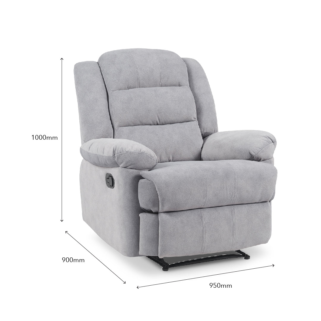 SANDY Manual Recliner 1 Seater Sofa Light Grey