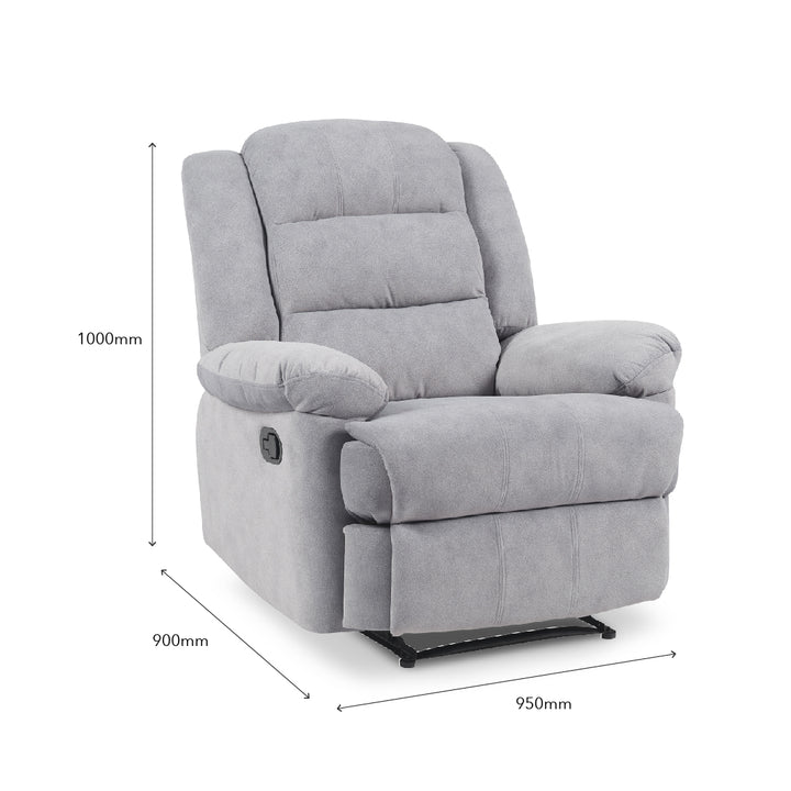 SANDY Manual Recliner 1 Seater Sofa Light Grey