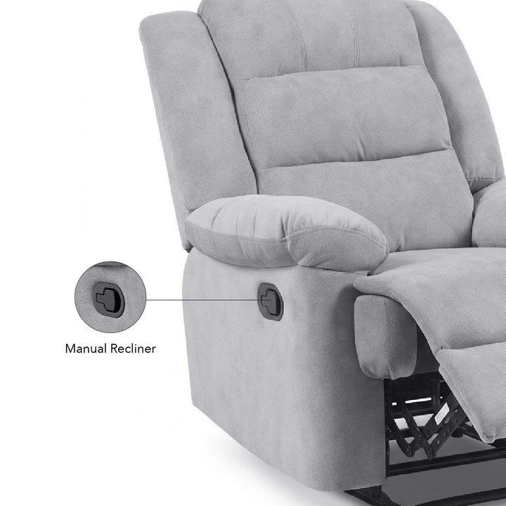 SANDY Manual Recliner 1 Seater Sofa Light Grey