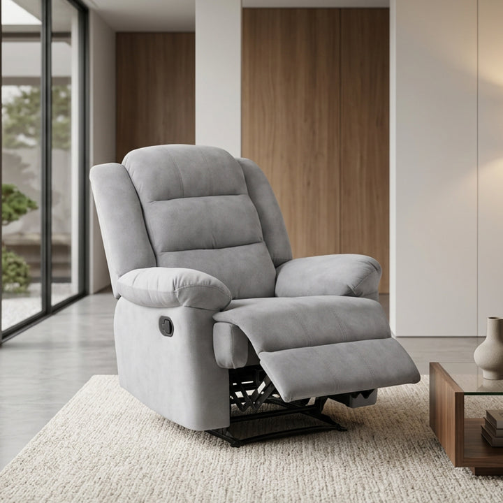 SANDY Manual Recliner 1 Seater Sofa Light Grey