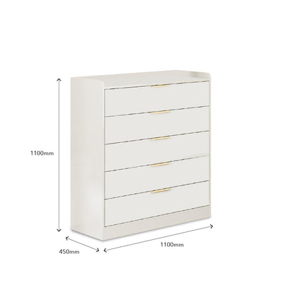 SELMIE 5 Chest Of Drawers Off White
