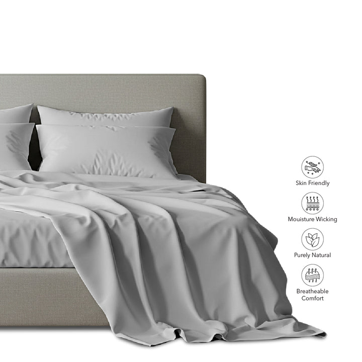 SILVER SMOKE Luxury Egyptian Cotton Bedsheet Set
