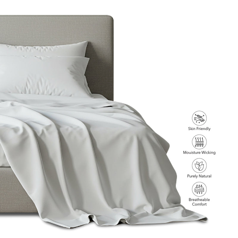 SNOW WHITE Luxury Egyptian Cotton Bedsheet Set