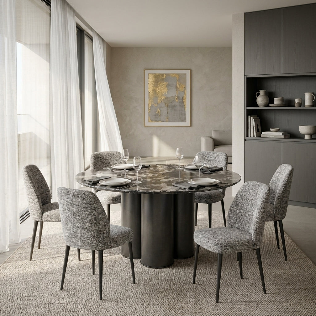 SURI ROU Natural Marble Dining Set