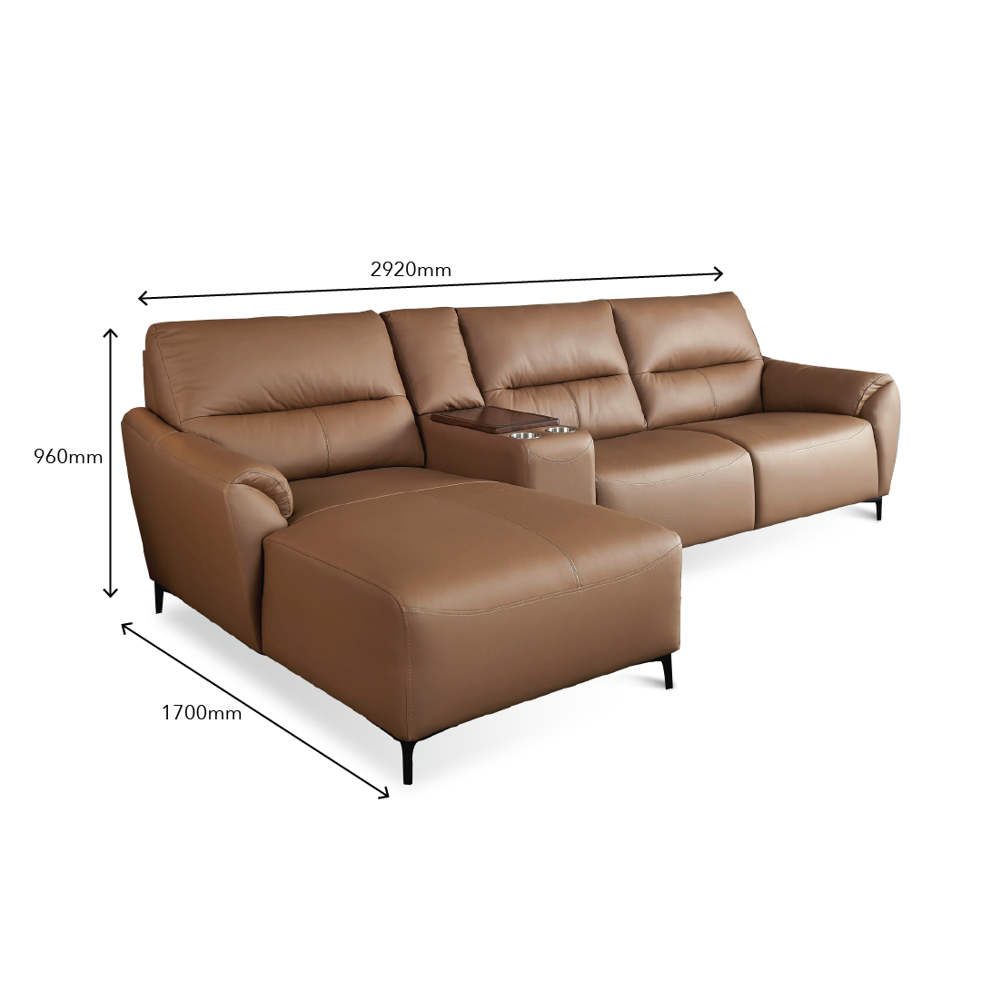 TORVI 3 Seater L-Shape Leather Sofa