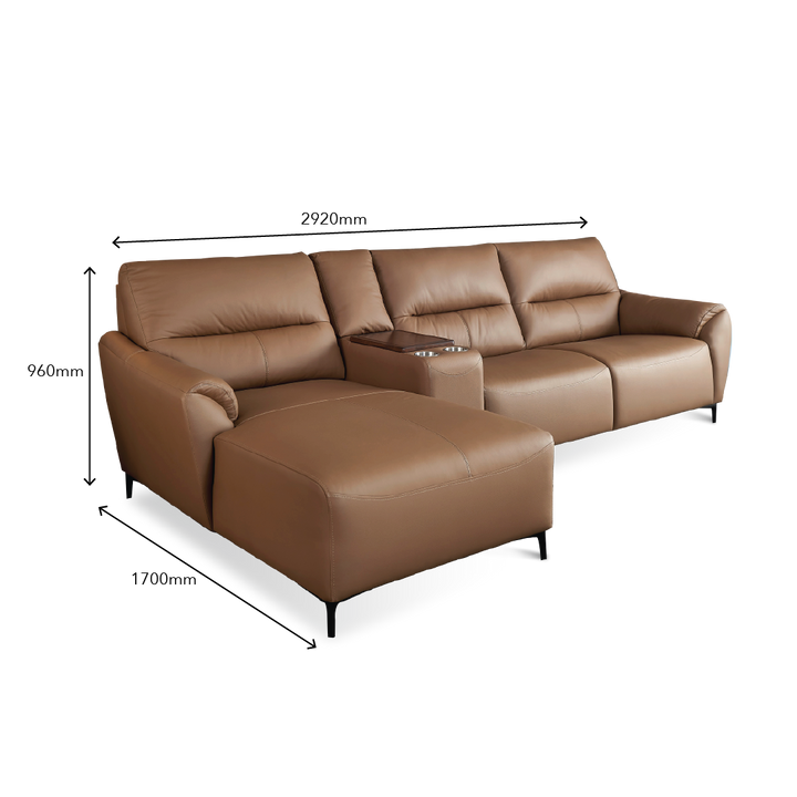 TORVI 3 Seater L-Shape Leather Sofa