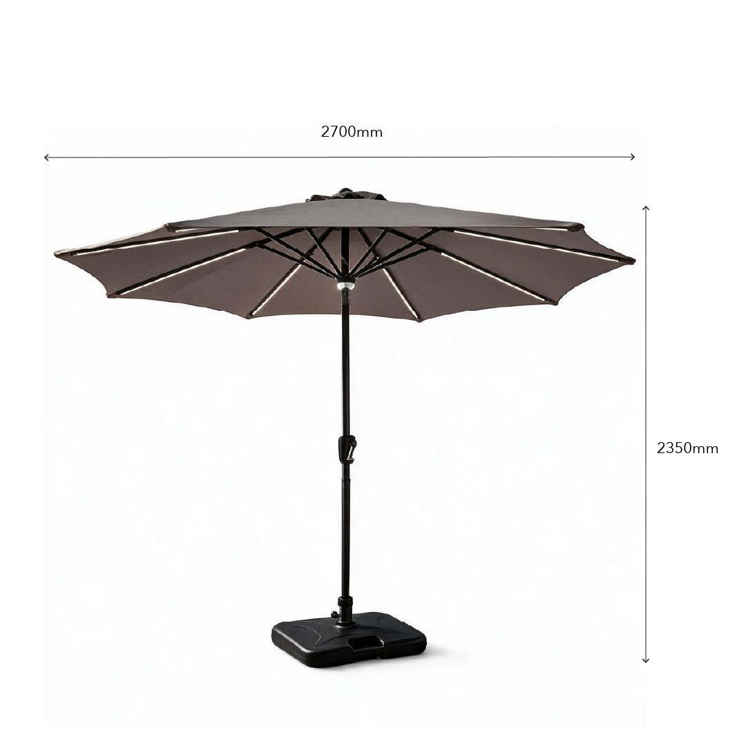 TASIRO Outdoor Umbrella with Solar LED Light