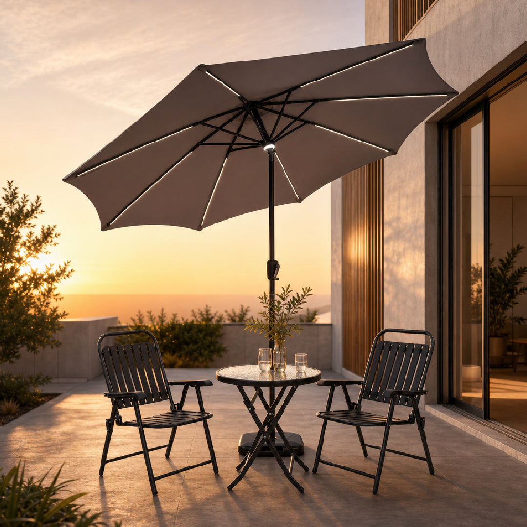 TASIRO Outdoor Umbrella with Solar LED Light