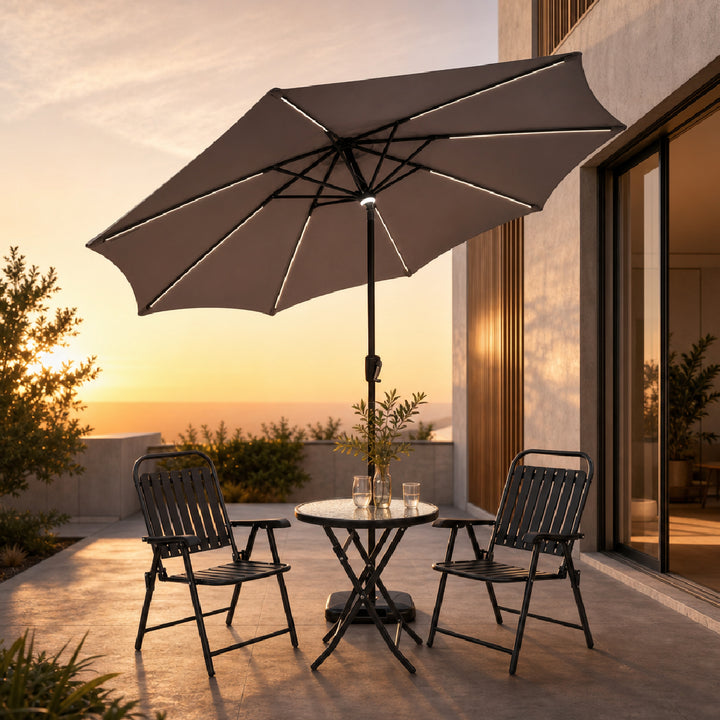 TASIRO Outdoor Umbrella with Solar LED Light