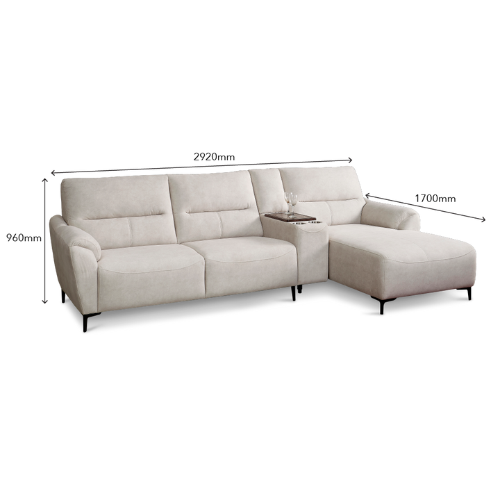 TORVI 3 Seater L-Shape Fabric Sofa