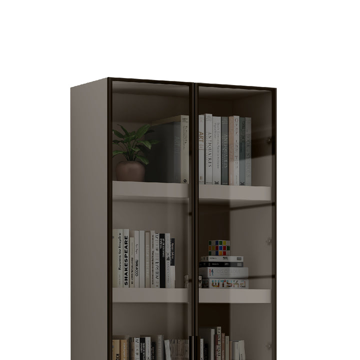 TOMBIRO Book Shelf Grey with Glass Door