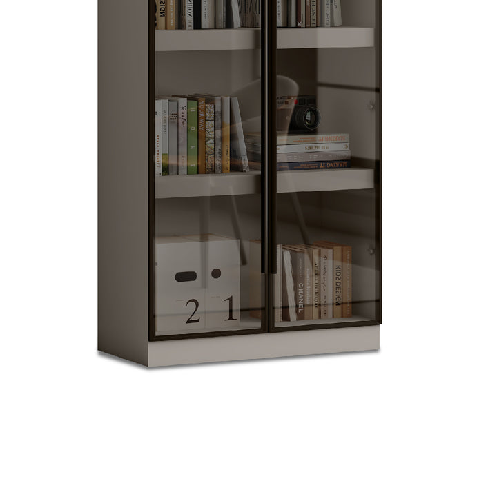 TOMBIRO Book Shelf Grey with Glass Door