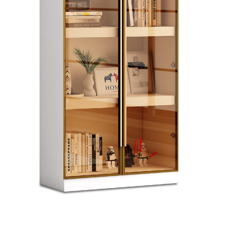 TOMBIRO Book Shelf White with Glass Door
