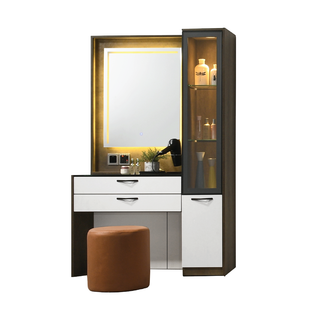 NORWICH Touch Screen LED Dresser with Stool