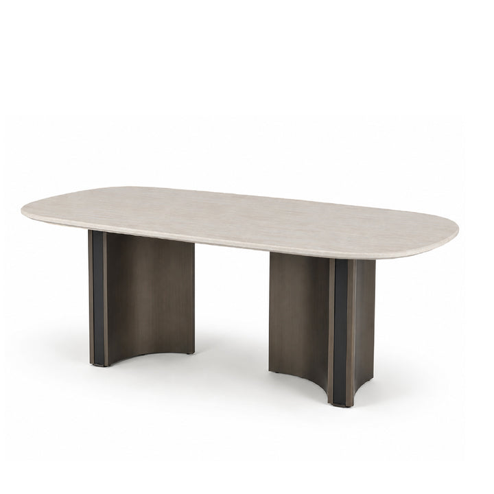 VERO Natural Stone Oval Dining Table