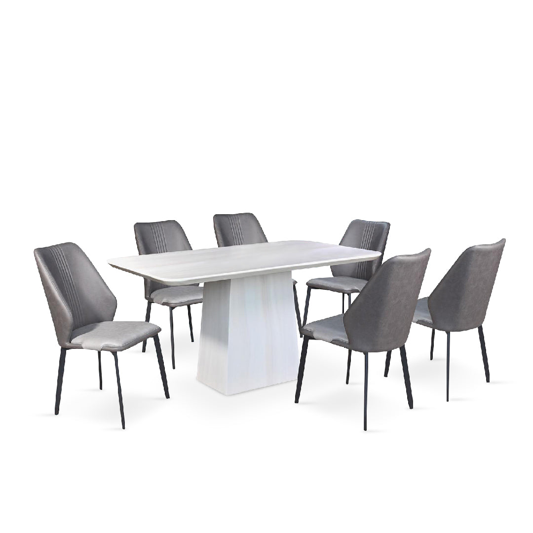 WILLOWAN Rectangle Marble Dining Set