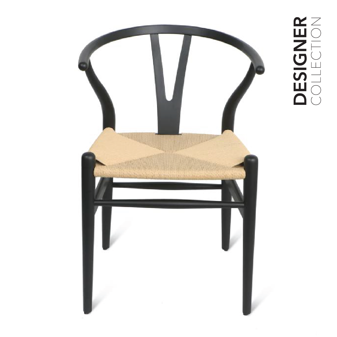 WISHBONE Chair Black & Rattan