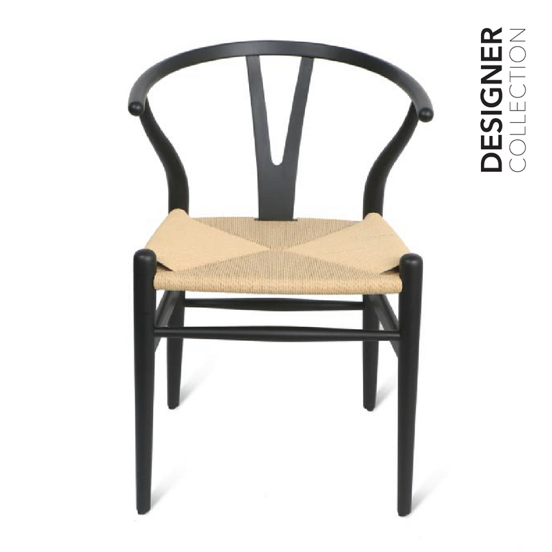 WISHBONE Chair Black & Rattan