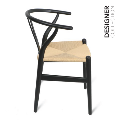 WISHBONE Chair Black & Rattan