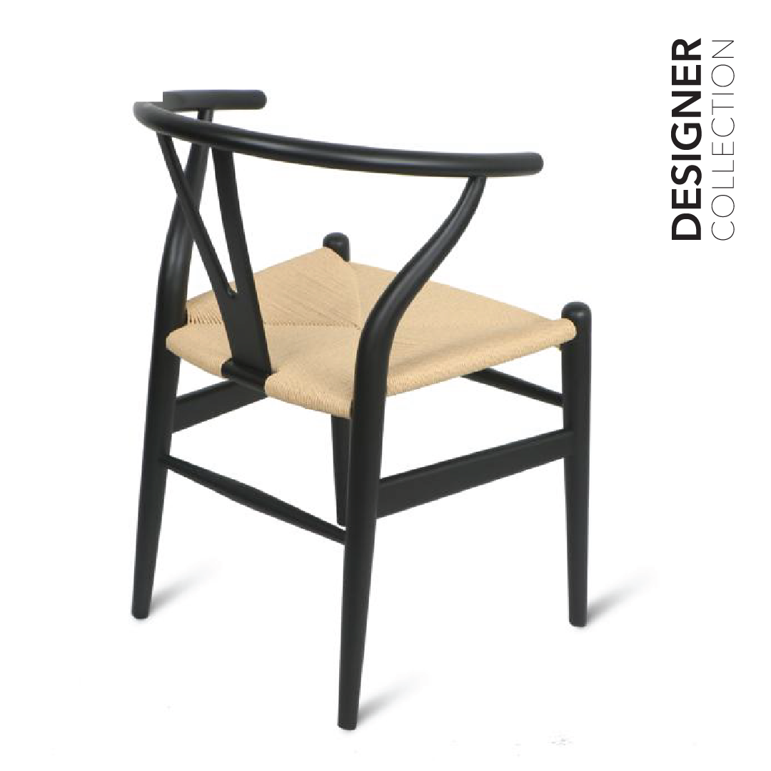 WISHBONE Chair Black & Rattan
