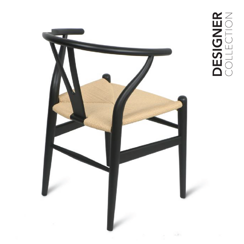 WISHBONE Chair Black & Rattan