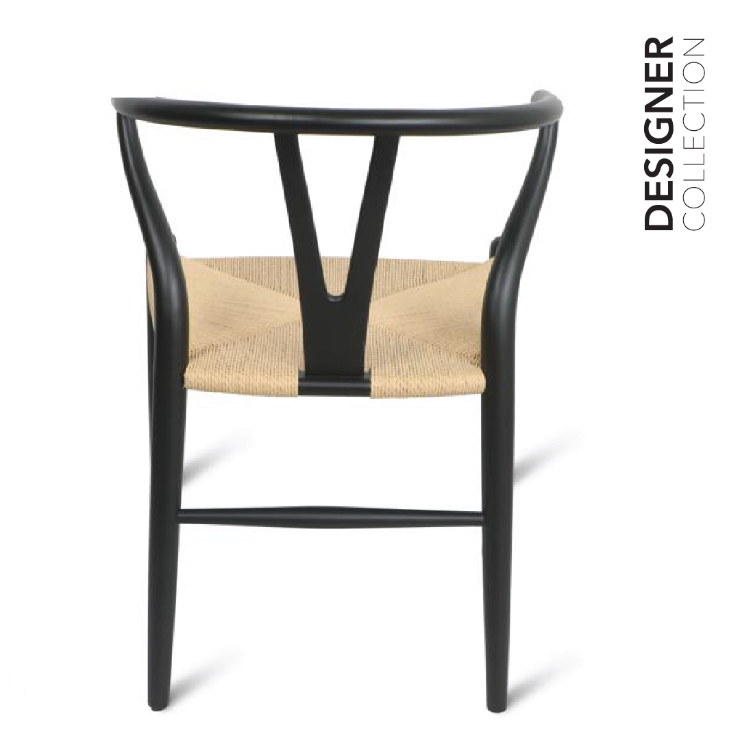 WISHBONE Chair Black & Rattan