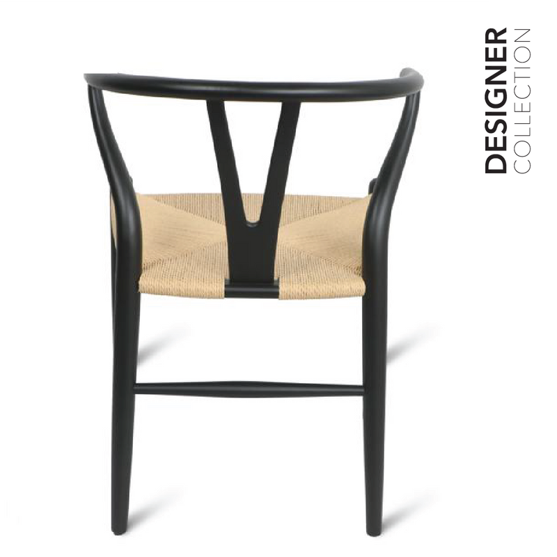 WISHBONE Chair Black & Rattan