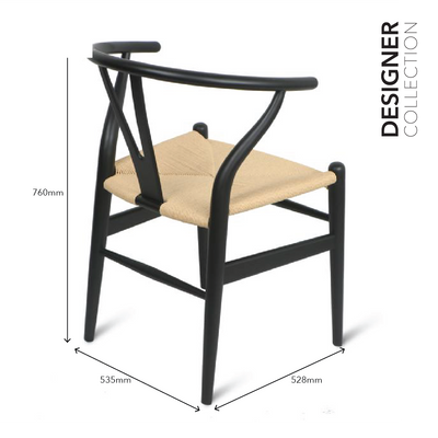 WISHBONE Chair Black & Rattan