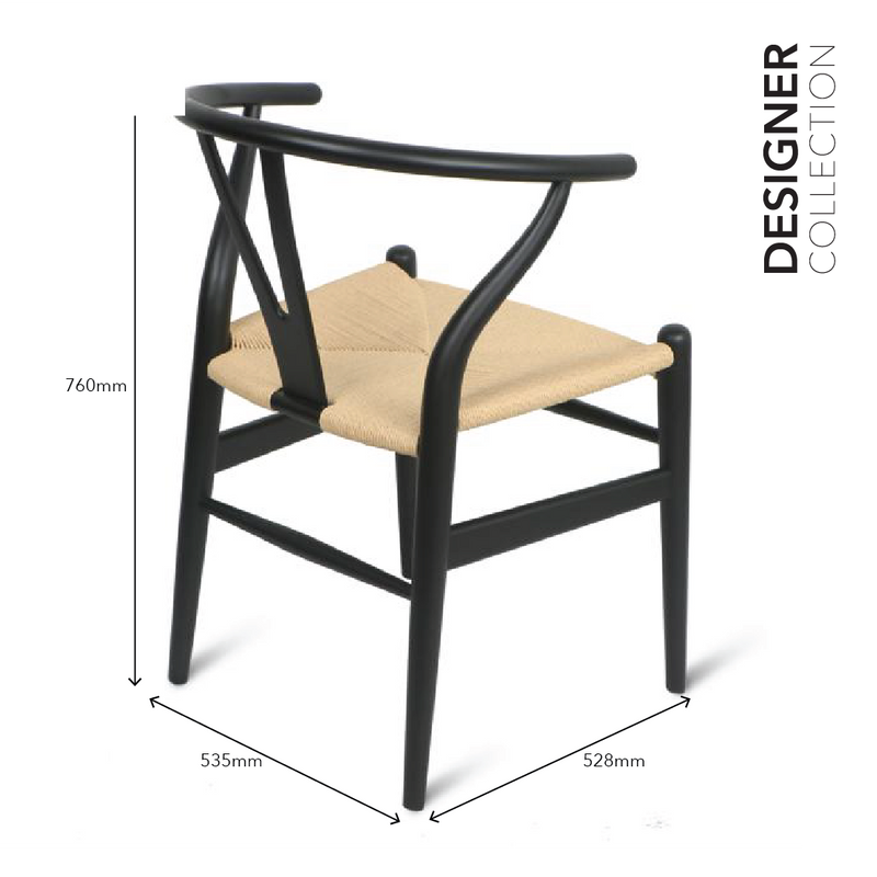 WISHBONE Chair Black & Rattan