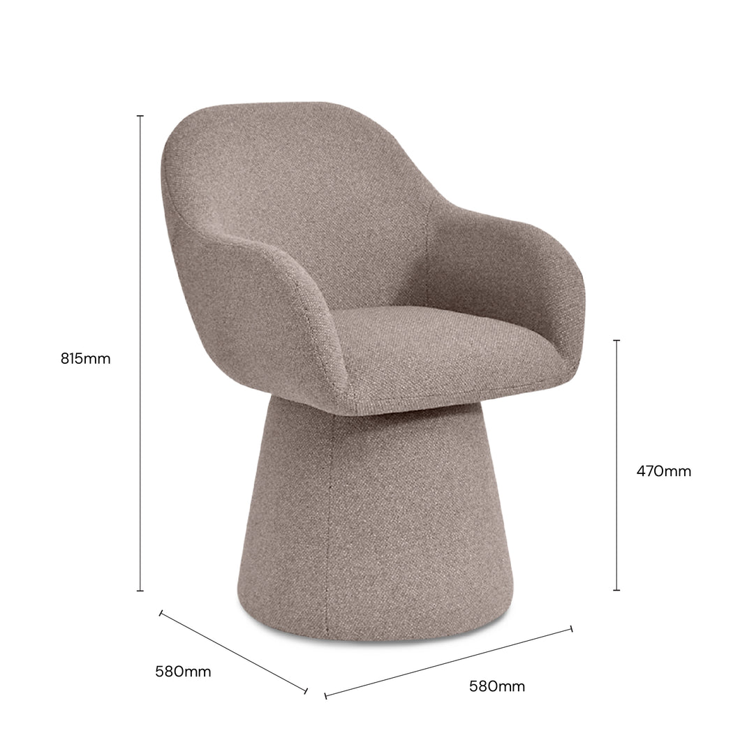WENNIE Swivel Arm Chair Taupe Brown