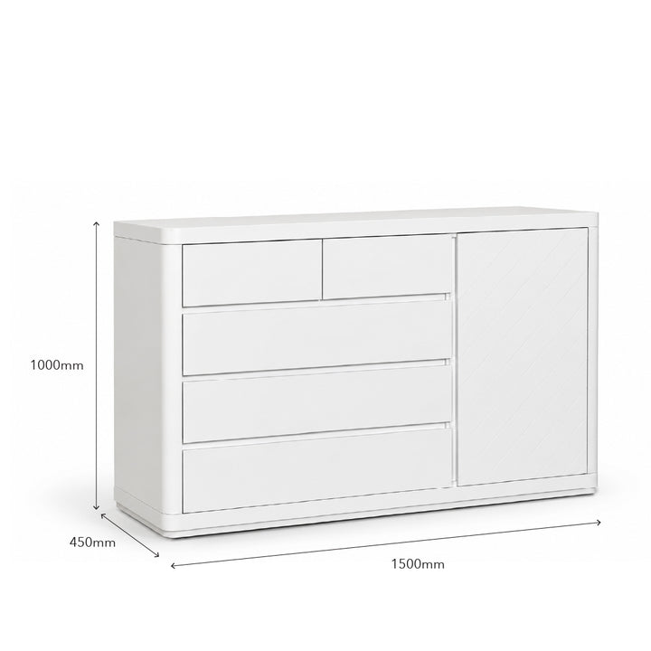 WHILEY 5 Drawer & 1 Door Chest of Drawer