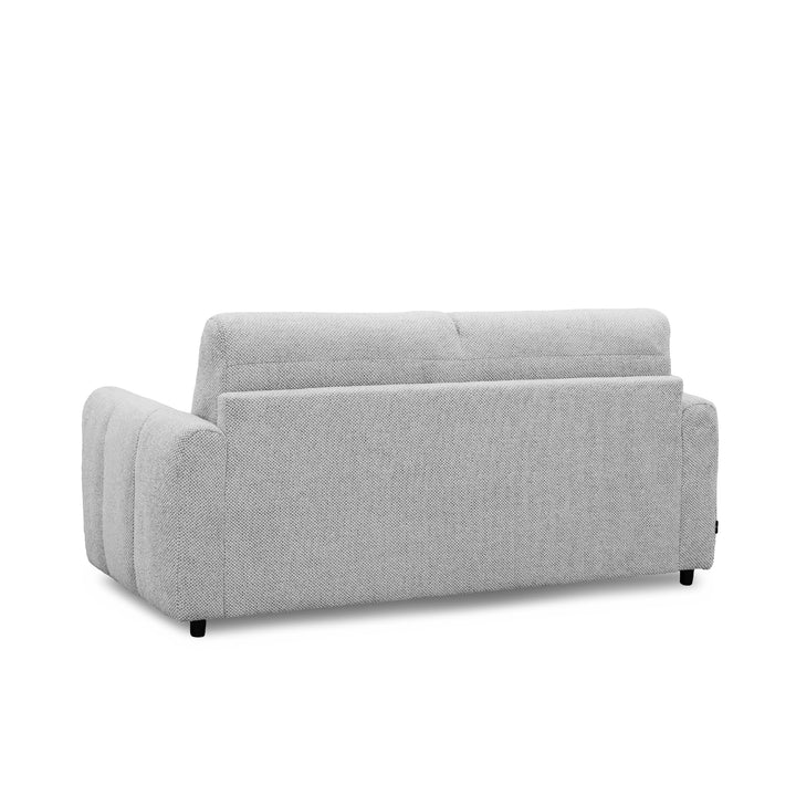 A light gray upholstered loveseat express sofa-bed shown from the back on a plain white studio background.