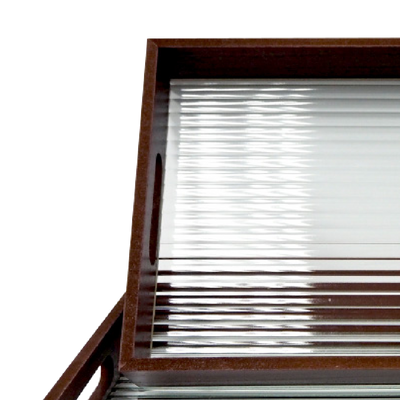 Wooden Tray Thick Stripes Glass