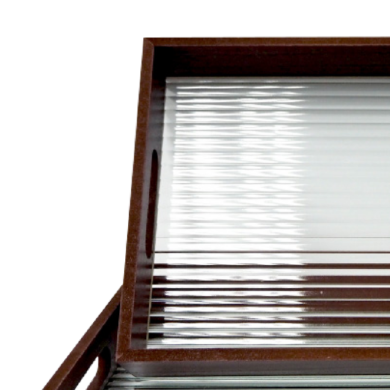 Wooden Tray Thick Stripes Glass