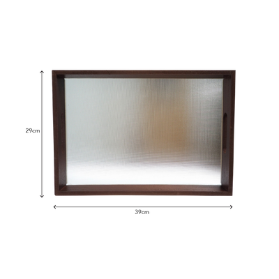 Wooden Tray Rectangular Frosted Glass