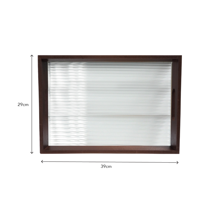 Wooden Tray Thick Stripes Glass
