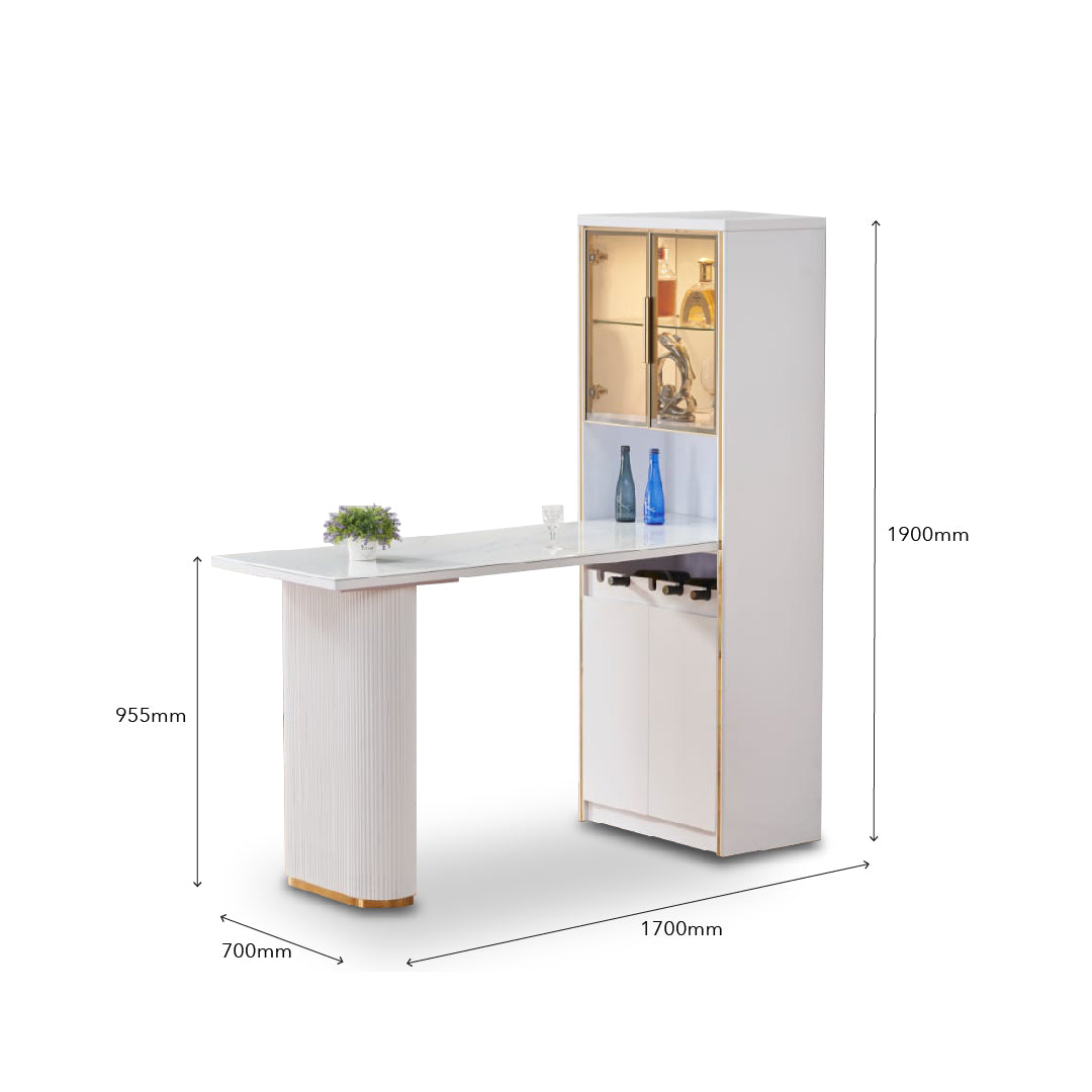 YEJI Bar Table with Storage Cabinet White
