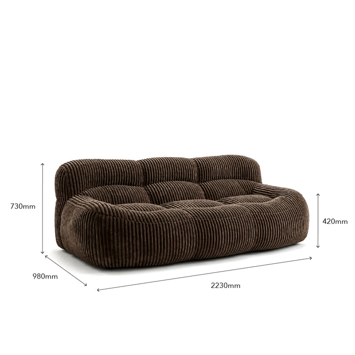 YSUN 3 Seater Compress Sofa Brown