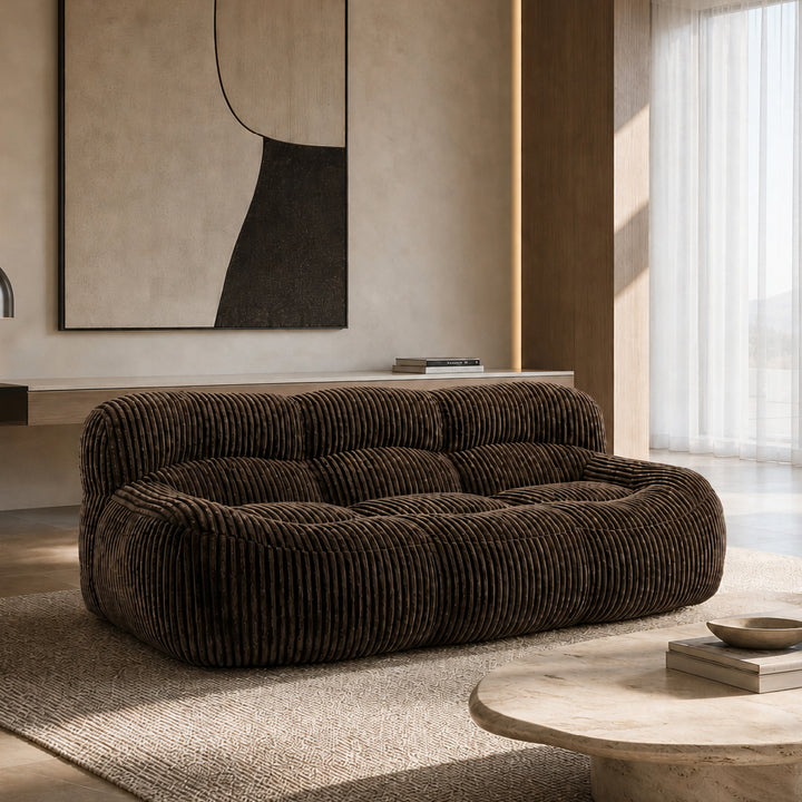 YSUN 3 Seater Compress Sofa Brown