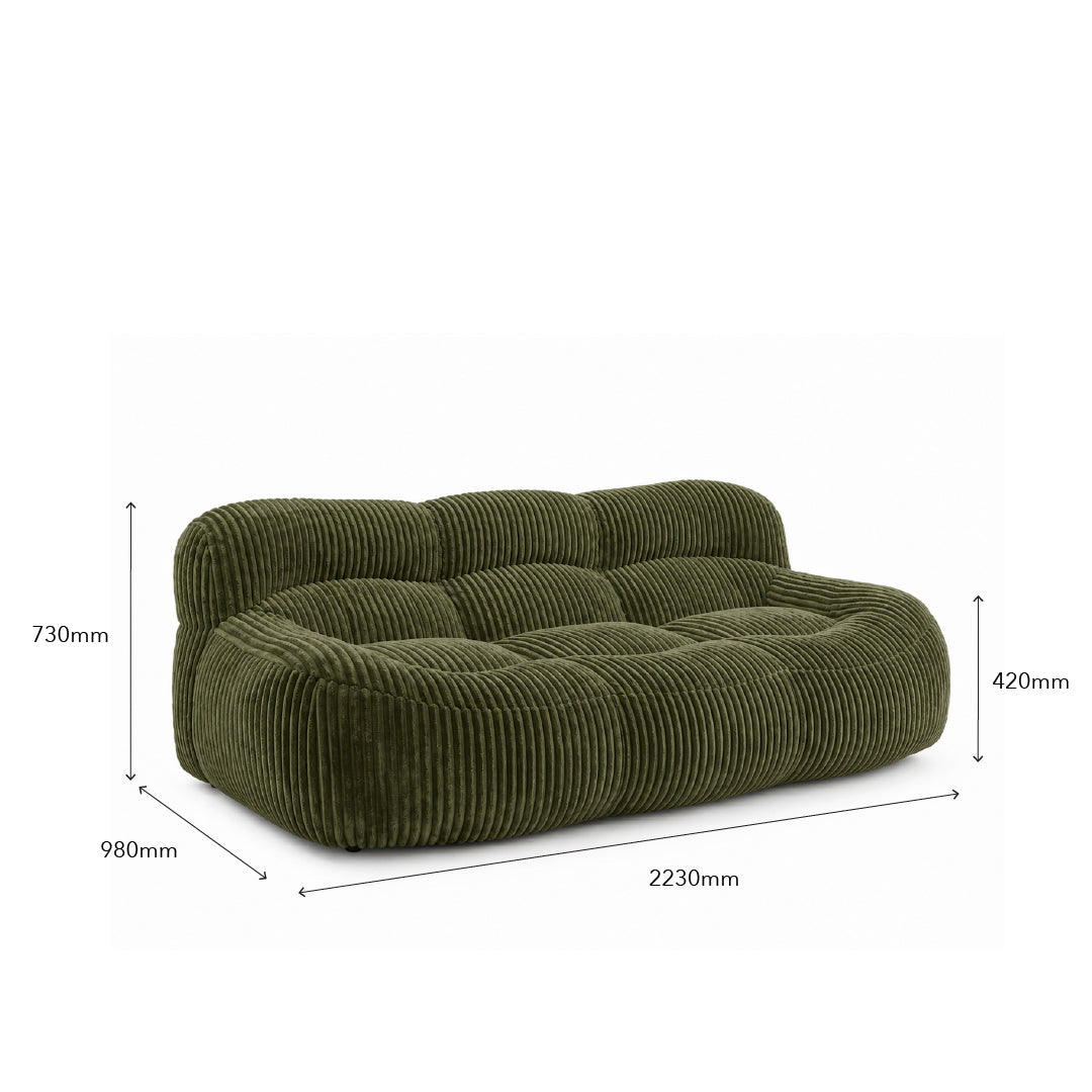 YSUN 3 Seater Compress Sofa Green