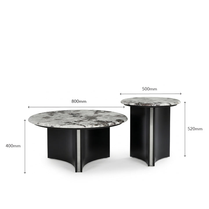 YITTO Marble Coffee Table Set White